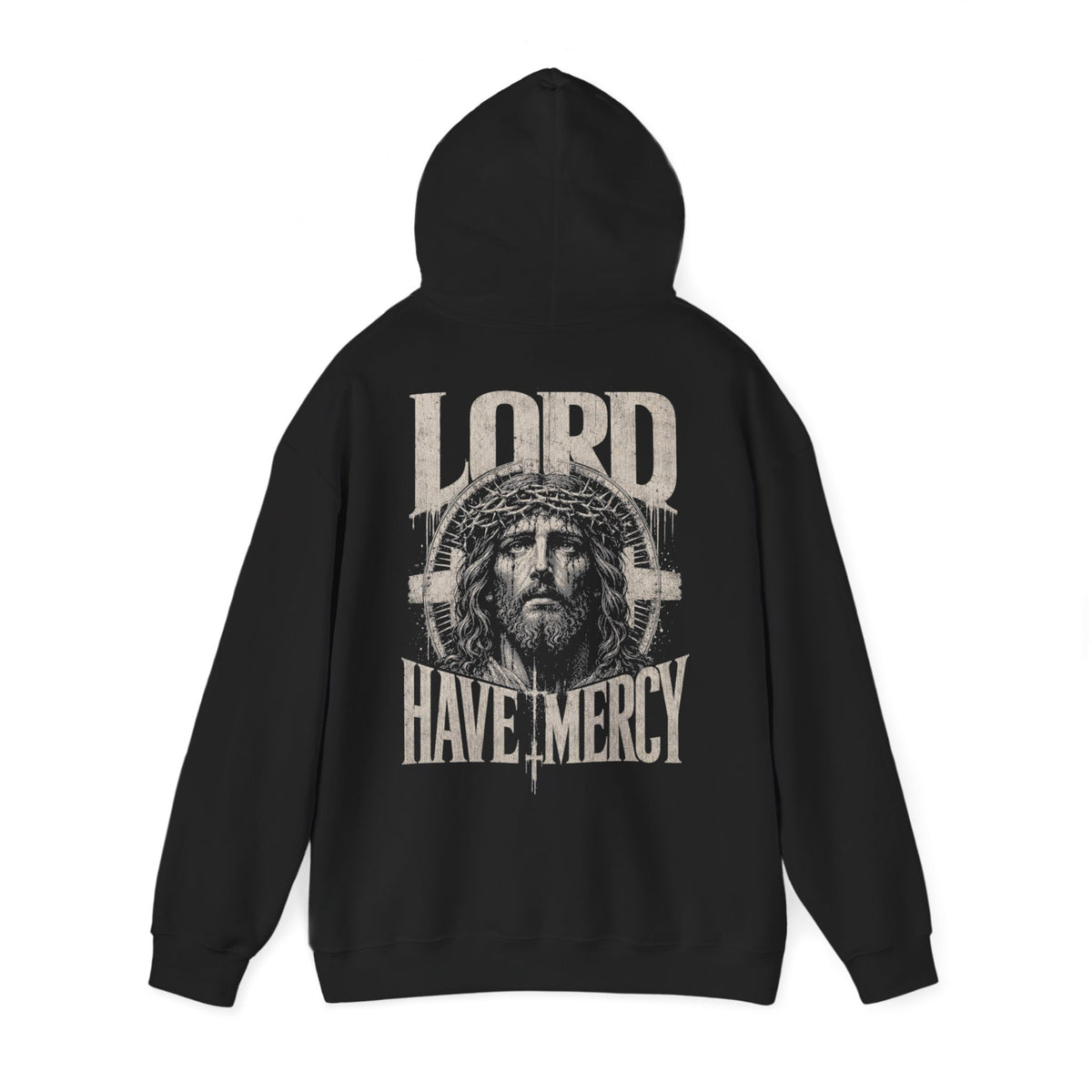 Hoodie - 'Lord Have Mercy' Distressed Jesus Graphic Hoodie