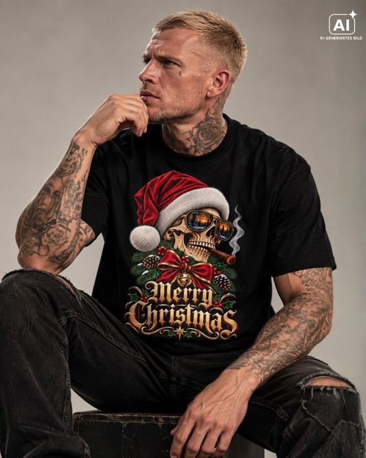 Merry Christmas Skull T-Shirt | Christmas Streetwear | MEA LAETUS - MEA LAETUS