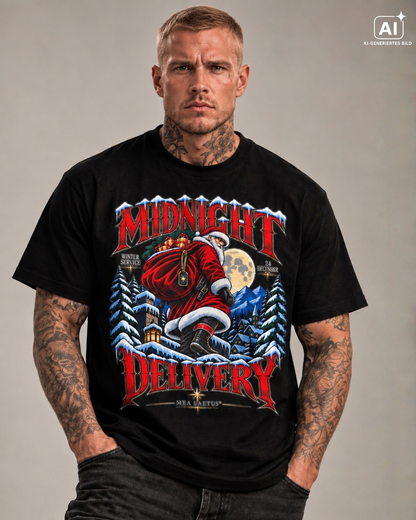 MIDNIGHT DELIVERY – Christmas Streetwear T-Shirt - MEA LAETUS
