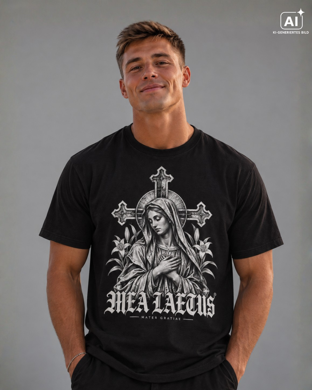 MARIA – MATER GRATIAE — Christian Streetwear T-Shirt - MEA LAETUS
