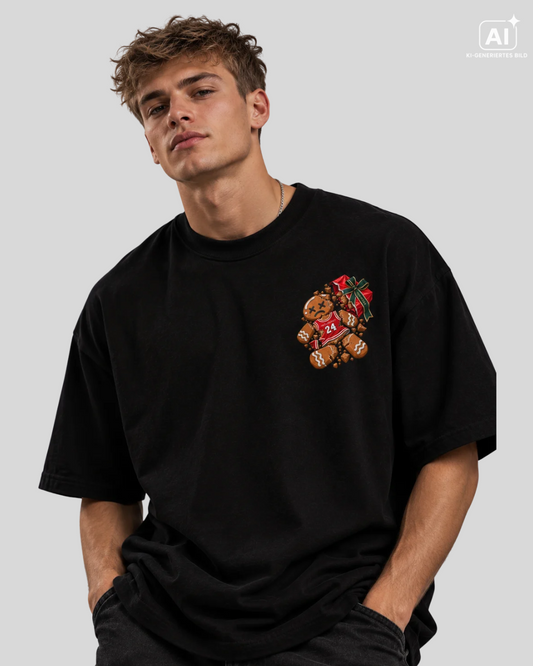 BROKEN GINGERBREAD Oversized Christmas T-Shirt – MEA LAETUS® Produktansicht 1