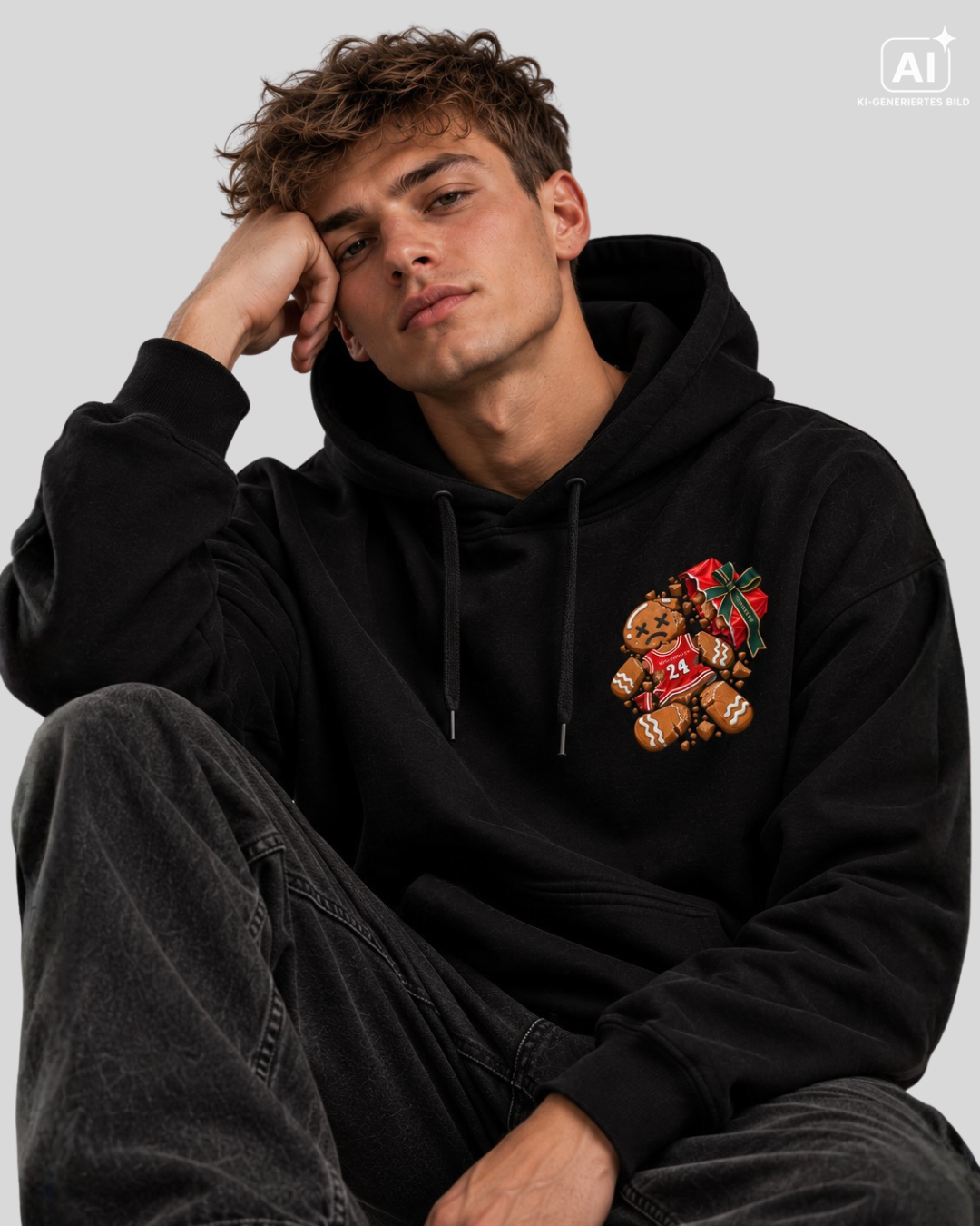 BROKEN GINGERBREAD Christmas Streetwear Hoodie – MEA LAETUS® Produktansicht 1