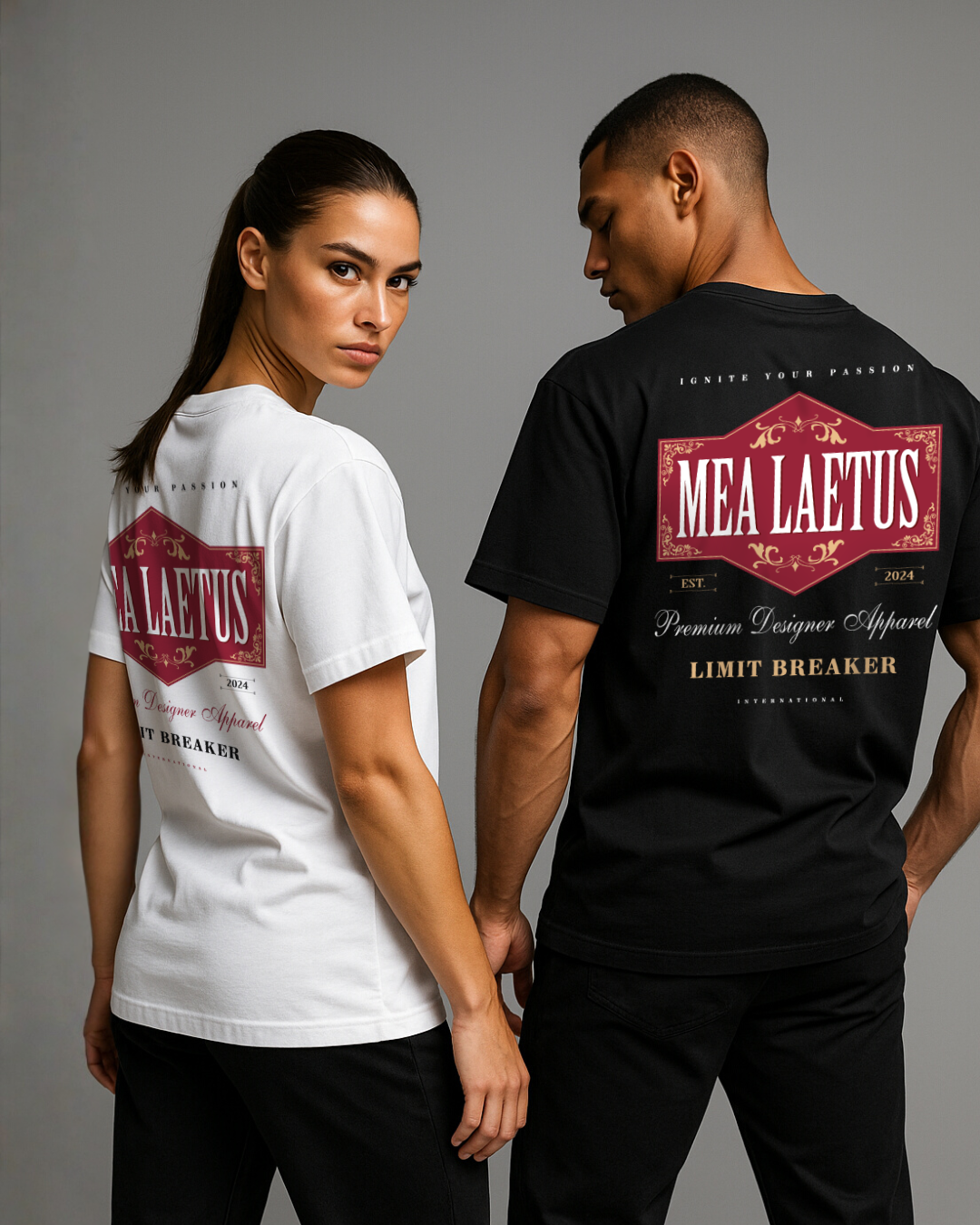 Models wearing Limit Breaker RED Label T-Shirt by MEA LAETUS