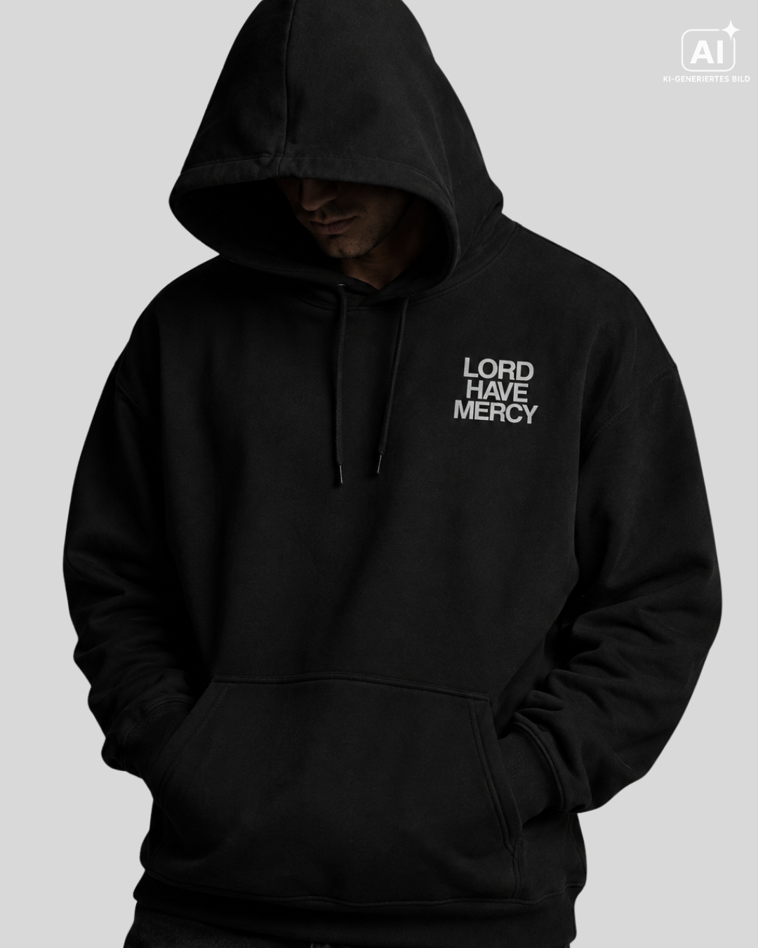 Mann trägt Lord Have Mercy | Christian Streetwear Hoodie