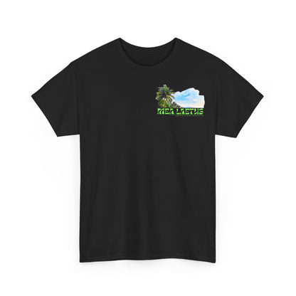 black PALM_TREE_BEACH_Graphic_T-Shirt_frontprint - MEA LAETUS