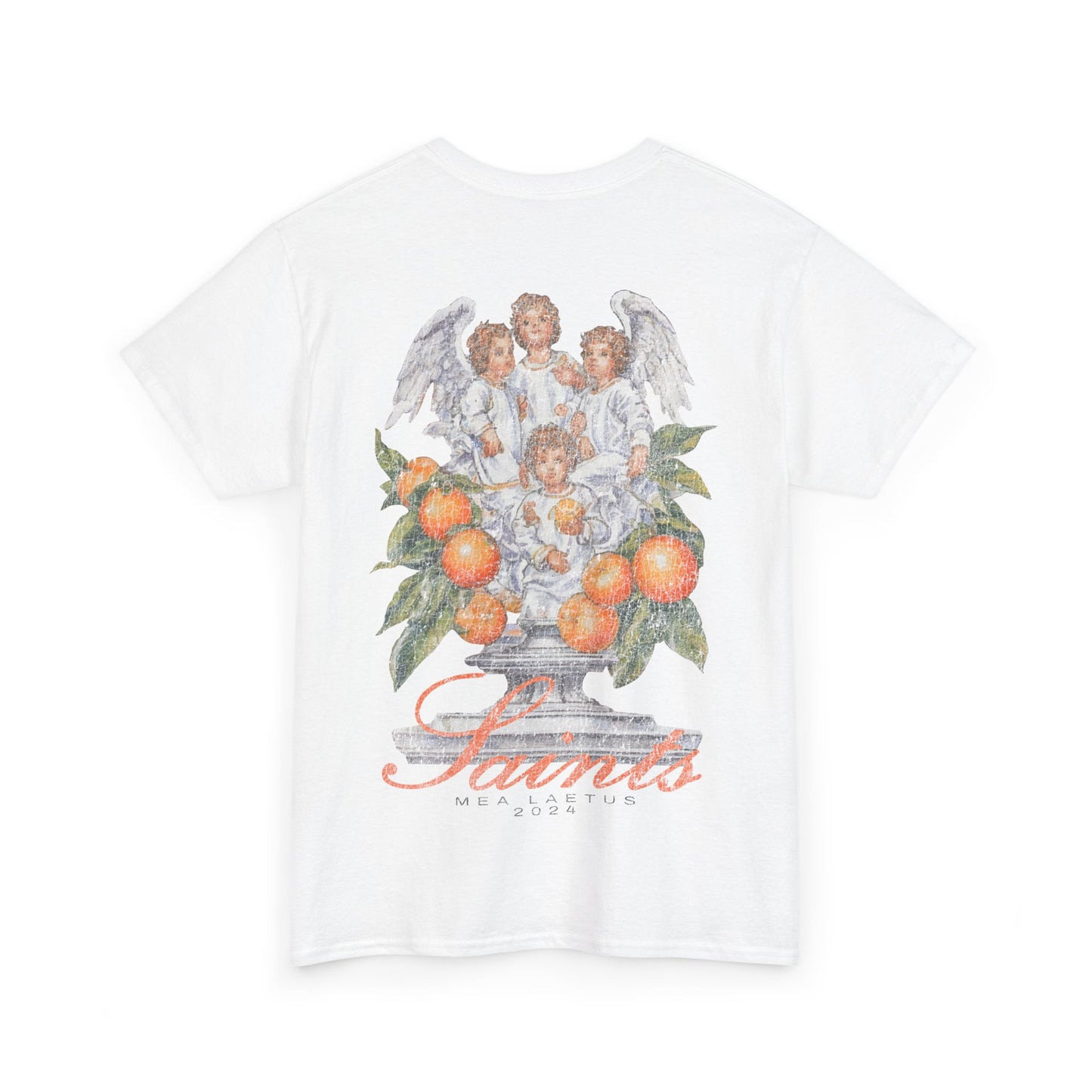 white SAINT ANGELS graphic T-Shirt - back print