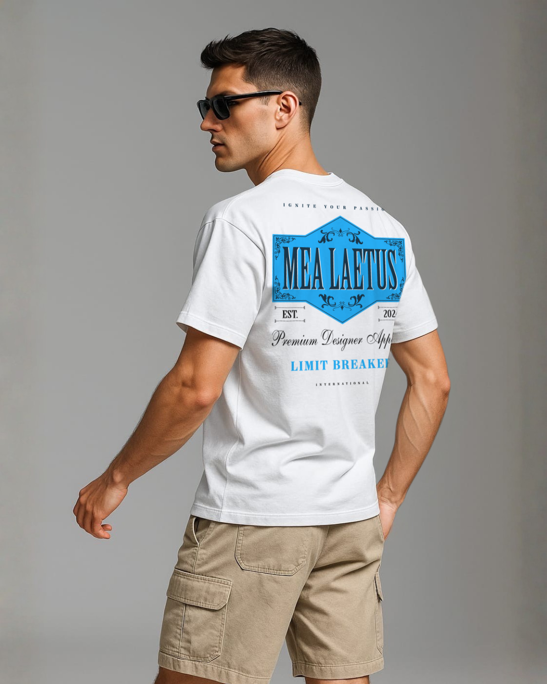 Limitbreaker Emblem BLUE - Premium Cotton T-Shirt white - MEA LAETUS