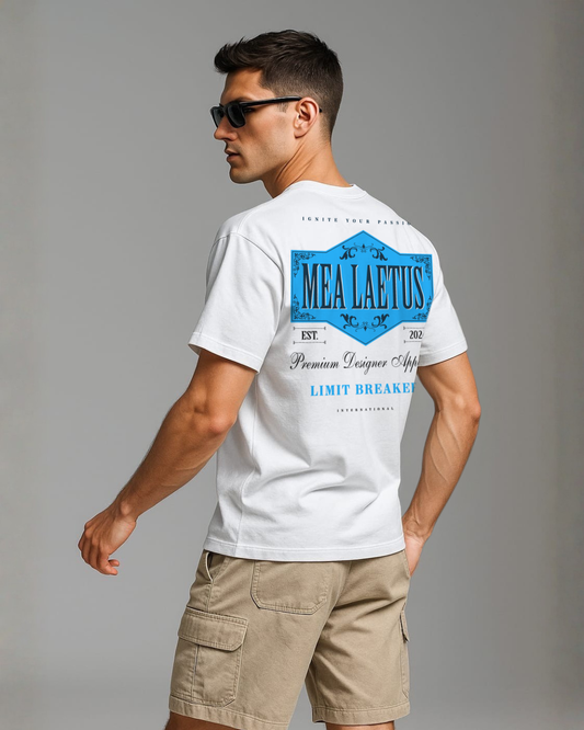 Limitbreaker Emblem BLUE - Premium Cotton T-Shirt white - MEA LAETUS
