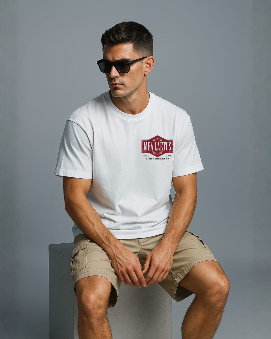 Limitbreaker Emblem RED - Premium Cotton T-Shirt white - MEA LAETUS