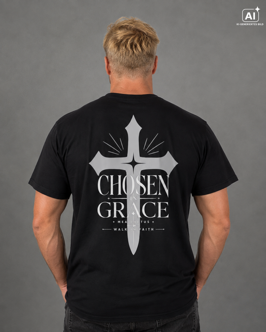 Chosen in Grace — Christian Streetwear T-Shirt - MEA LAETUS